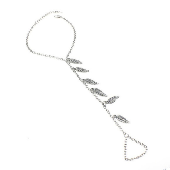 Silver Leaf Boho Barefoot Sandal Anklet - Picture 7 of 7
